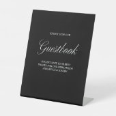 Elegante Script Gästebuch Formal Black Wedding Sockelschild (Vorderseite)