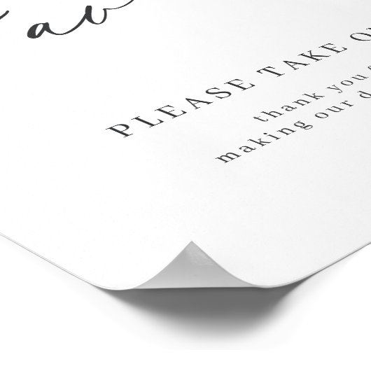 Elegante Script-Gastgeschenke Hochzeiten bitte ein Poster (Ecke)