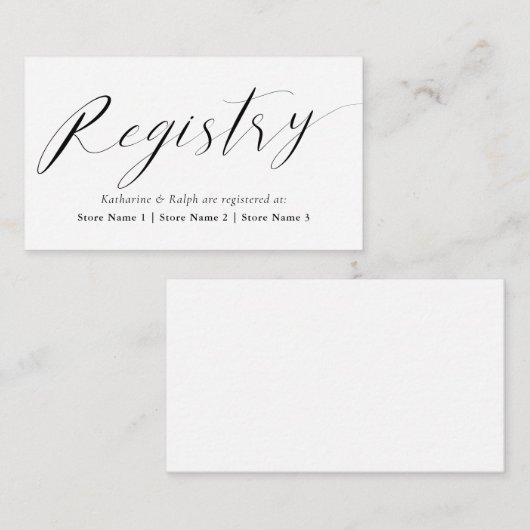 Elegante Script Gift Registry Begleitkarte (Vorne/Hinten)