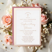 Elegante Script Girl First Communion Folieneinladung