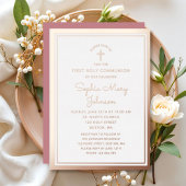 Elegante Script Girl First Communion Folieneinladung