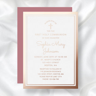 Elegante Script Girl First Communion Folieneinladung