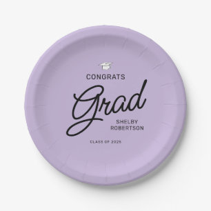 Elegante Script Glückwunschs Grad Graduation Party Pappteller