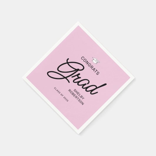 Elegante Script Glückwunschs Grad Graduation Party Serviette (Ecke)