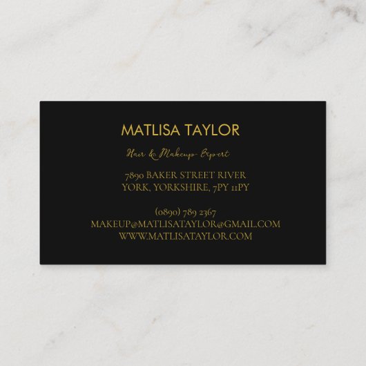 Elegante Script Gold Black Monogram Initial Visitenkarte (Rückseite)