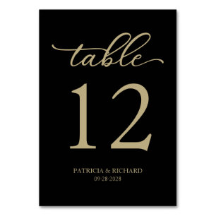Elegante Script Gold Black Wedding Tischnummer
