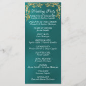 Elegante Script & Gold Blätter - Aquamarine Hochze Programm (Rückseite)