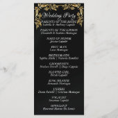 Elegante Script & Gold Blätter - Black Wedding Programm (Rückseite)