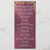 Elegante Script & Gold Blätter - Lavendelhochzeit Programm (Rückseite)