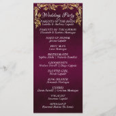 Elegante Script & Gold Blätter - Lila Hochzeit Programm (Rückseite)