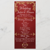 Elegante Script & Gold Blätter - Ruby Wedding Programm (Vorderseite)