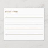 Elegante Script Gold Brautparty Rezept Card (Rückseite)