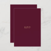 Elegante Script Gold & Burgund RSVP Card (Vorne/Hinten)
