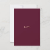 Elegante Script Gold & Burgund RSVP Card Karte (Vorderseite)