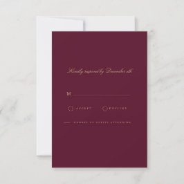 Elegante Script Gold & Burgund RSVP Card Karte