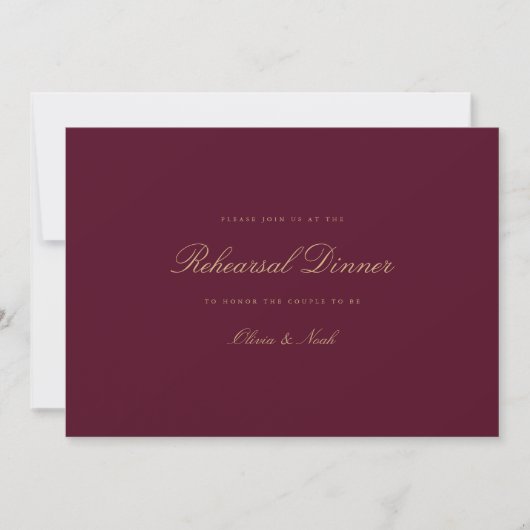 Elegante Script Gold Burgundy Probe Dinner Card Dankeskarte (Vorderseite)