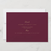 Elegante Script Gold Burgundy Probe Dinner Card Dankeskarte (Rückseite)
