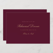 Elegante Script Gold Burgundy Probe Dinner Card Dankeskarte (Vorne/Hinten)