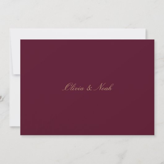 Elegante Script Gold Burgundy Probe Dinner Card Dankeskarte (Vorderseite)