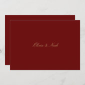 Elegante Script Gold Deep Red Probe Dinner Card Dankeskarte (Vorne/Hinten)