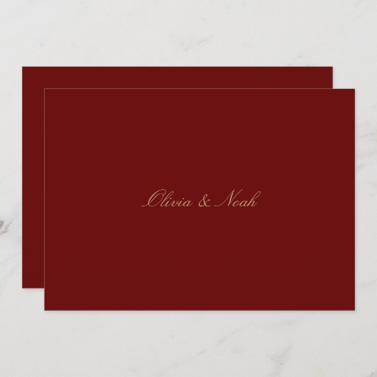 Elegante Script Gold Deep Red Probe Dinner Card Dankeskarte (Vorne/Hinten)