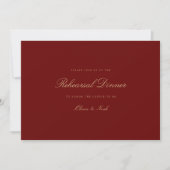 Elegante Script Gold Deep Red Probe Dinner Card Dankeskarte (Vorderseite)