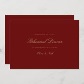 Elegante Script Gold Deep Red Probe Dinner Card Dankeskarte (Vorne/Hinten)