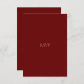 Elegante Script Gold & Deep Red RSVP Card (Vorne/Hinten)