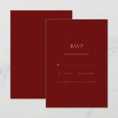 Elegante Script Gold & Deep Red RSVP Card Karte (Vorne/Hinten)