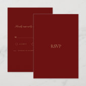 Elegante Script Gold & Deep Red RSVP Card Karte (Vorne/Hinten)
