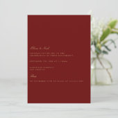 Elegante Script Gold Deep Red Verlobung Einladung (Stehend Vorderseite)