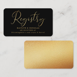 Elegante Script Gold Foil Gift Registry Begleitkarte