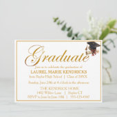 Elegante Script Gold Foil Graduation Party Einladung (Stehend Vorderseite)
