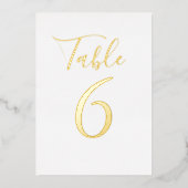 Elegante Script Gold Foil Tischnummern (Vorderseite)