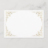 Elegante Script Gold Foliage Rahmen Hochzeitsdetai Begleitkarte (Rückseite)