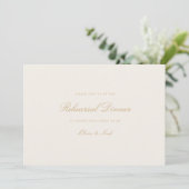 Elegante Script Gold & Ivory Probe Dinner Card Dankeskarte (Stehend Vorderseite)