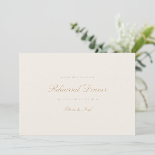 Elegante Script Gold & Ivory Probe Dinner Card Dankeskarte (Stehend Vorderseite)