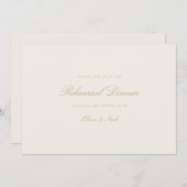 Elegante Script Gold & Ivory Probe Dinner Card Dankeskarte (Vorne/Hinten)