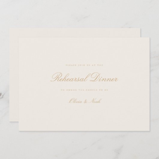 Elegante Script Gold & Ivory Probe Dinner Card Dankeskarte (Vorne/Hinten)