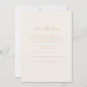Elegante Script Gold & Ivory Save the Date Card Ankündigung (Vorderseite)