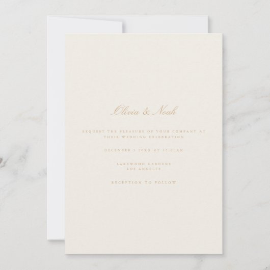 Elegante Script Gold Ivory Wedding Invitation Card Einladung (Vorderseite)