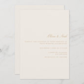 Elegante Script Gold Ivory Wedding Invitation Card Einladung (Vorne/Hinten)
