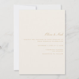Elegante Script Gold Ivory Wedding Invitation Card Einladung