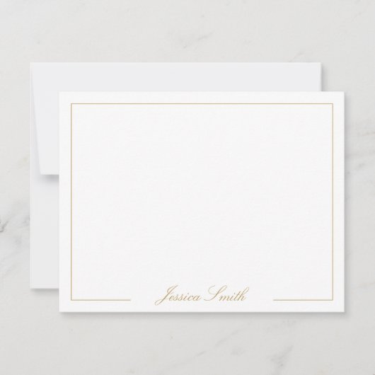 Elegante Script Gold Monogram Name Border Mitteilungskarte (Vorderseite)