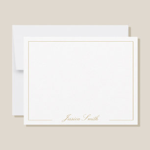 Elegante Script Gold Monogram Name Border Mitteilungskarte