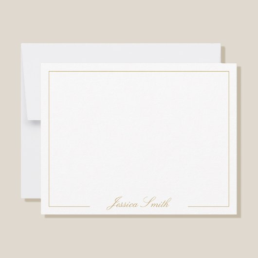 Elegante Script Gold Monogram Name Border Mitteilungskarte
