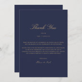 Elegante Script Gold & Navy Dankeschön Karte (Vorne/Hinten)
