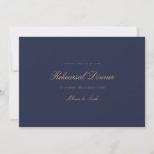 Elegante Script Gold & Navy Probe Dinner Card Dankeskarte (Vorderseite)