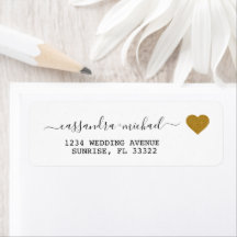 Elegante Script-Gold-weiße Rücksendeadresse