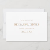 Elegante Script Gold & White Probe Dinner Card Dankeskarte (Vorderseite)